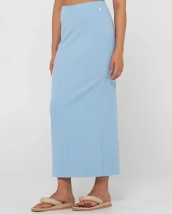 Rusty Scarlett Ribbed Mid Rise Maxi Tube Skirt | Womens Skirts