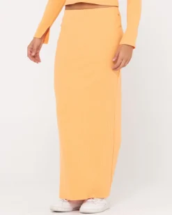 Rusty Scarlett Ribbed Mid Rise Maxi Tube Skirt | Womens Skirts
