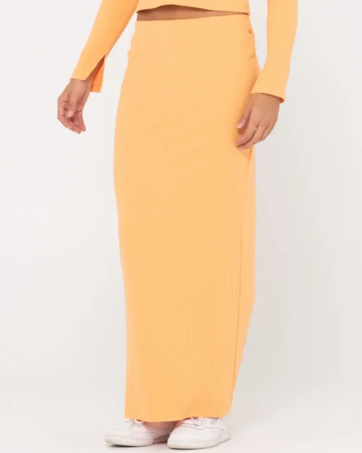 Rusty Scarlett Ribbed Mid Rise Maxi Tube Skirt | Womens Skirts