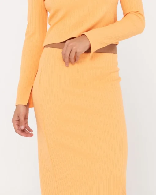 Rusty Scarlett Ribbed Mid Rise Maxi Tube Skirt | Womens Skirts