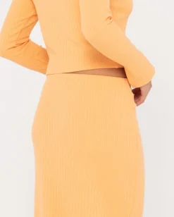 Rusty Scarlett Ribbed Mid Rise Maxi Tube Skirt | Womens Skirts