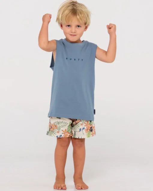 Rusty Short Cut 2 Muscle Runts | Kids Tops