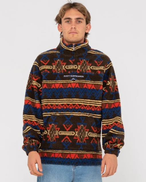 Rusty Teka 1/4 Zip Polar Fleece | Mens Hoodies & Fleece