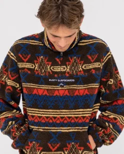 Rusty Teka 1/4 Zip Polar Fleece | Mens Hoodies & Fleece