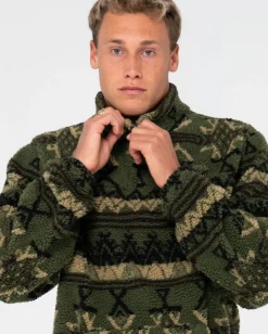 Rusty Teka 1/4 Zip Polar Fleece | Mens Hoodies & Fleece