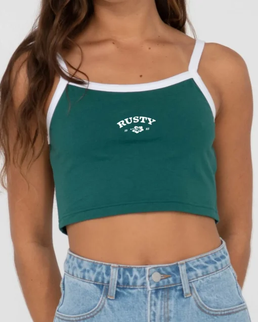 Rusty Thriving Graphic Crop Tank Top | Womens Tees & Tanks