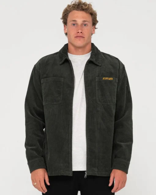 Rusty V8 Coup Cord Zip Up Jacket | Mens Jackets