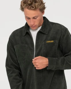 Rusty V8 Coup Cord Zip Up Jacket | Mens Jackets