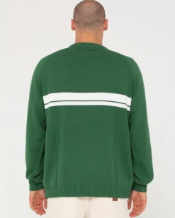 Rusty White Lines Crew Neck Knit Sweater | Mens Knitwear