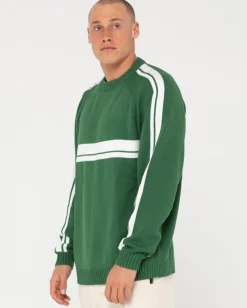 Rusty White Lines Crew Neck Knit Sweater | Mens Knitwear
