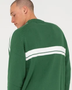 Rusty White Lines Crew Neck Knit Sweater | Mens Knitwear