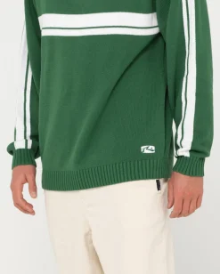 Rusty White Lines Crew Neck Knit Sweater | Mens Knitwear